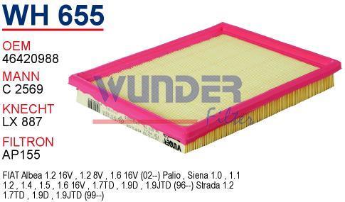 WUNDER WH655 HAVA FİLTRESİ - FiAT PALiO 96-SiENA 97-STARADA 99