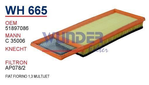 WUNDER WH665 HAVA  FİLTRESİ - FİAT FİORİNO-PANDA-QUBO-500L- CİTRO
