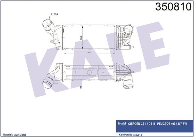 Kale 350810 Turbo Radyatörü Intercooler 407 04 C5 04 1.6Hdı-2.0Hd