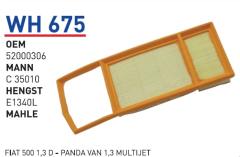 WUNDER WH675 HAVA FİLTRESİ - FİAT 500 1,3 D - PANDA VAN 1,3 MULTİ
