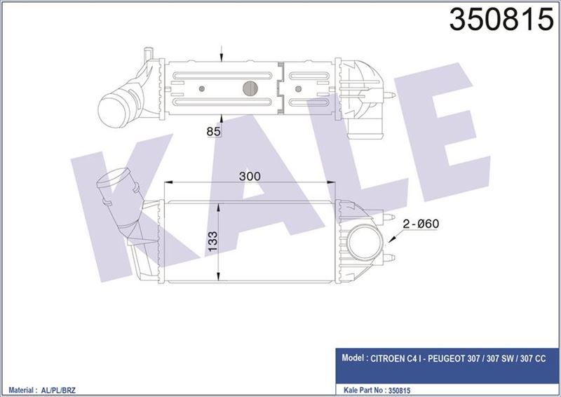 Kale 350815 İntercooler Al/Pl/Brz Cıtroen C4 I-Peugeot 307-307 Sw