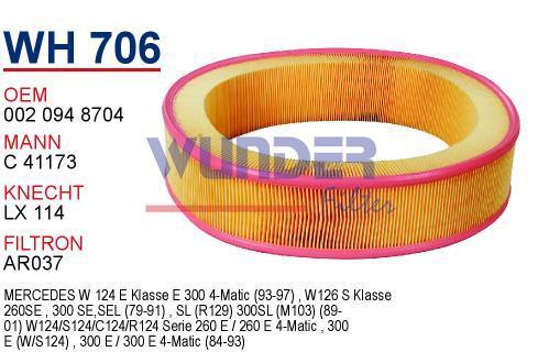 WUNDER WH706 HAVA FİLTRESİ - MERCEDES 124 KASA E300 - 260 E- 126