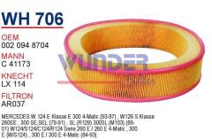 WUNDER WH706 HAVA FİLTRESİ - MERCEDES 124 KASA E300 - 260 E- 126
