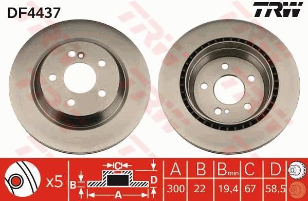 Trw Df4437 Fren Diski Arka Mercedes W220 98-05 Havalı 300Mm
