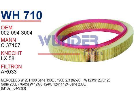 WUNDER WH710 HAVA FİLTRESİ - MERCEDES 201 KASA 190 E2.3