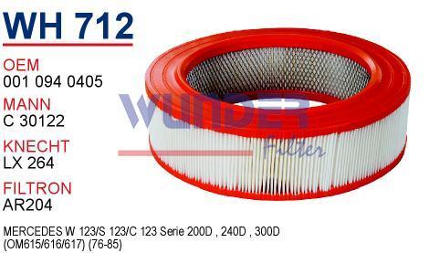 WUNDER WH712 HAVA FİLTRESİ - MERCEDES 123 KASA 200 D - 240 D - 30