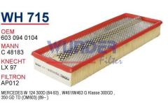 WUNDER WH715 HAVA FİLTRESİ - MERCEDES 124 KASA 300 D - 350 TD