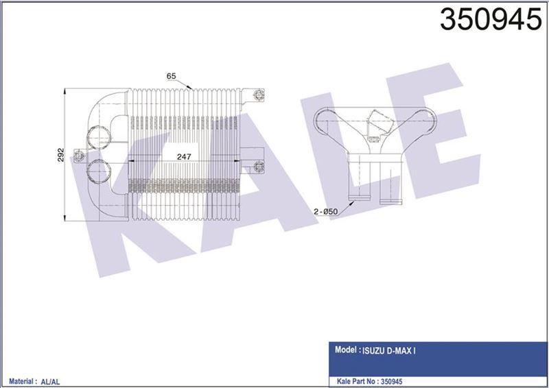Kale 350945 İntercooler Al/Pl/Brz D-Max I