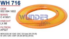 WUNDER WH716 HAVA FİLTRESİ - MERCEDES 123 KASA 200 (80-85)- 124 K