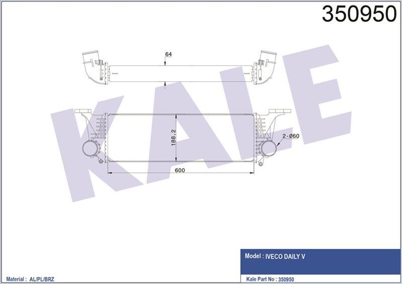Kale 350950 Turbo Radyatörü 600×189×64 Daıly V  2011 Sonrası Daıly Vı  2014 Sonrası 2