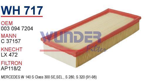 WUNDER WH717 HAVA FİLTRESİ - MERCEDES 140 KASA S280 - S320